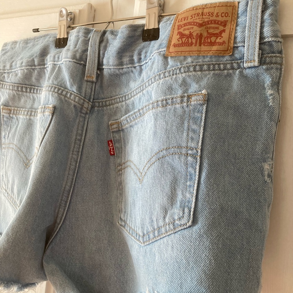 Levi's Blue Distressed Jean Superlow Shorts - Picture 2 of 6